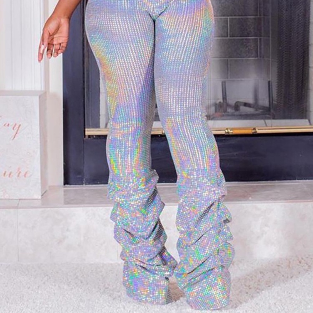 Sparkle ruched bottom pants